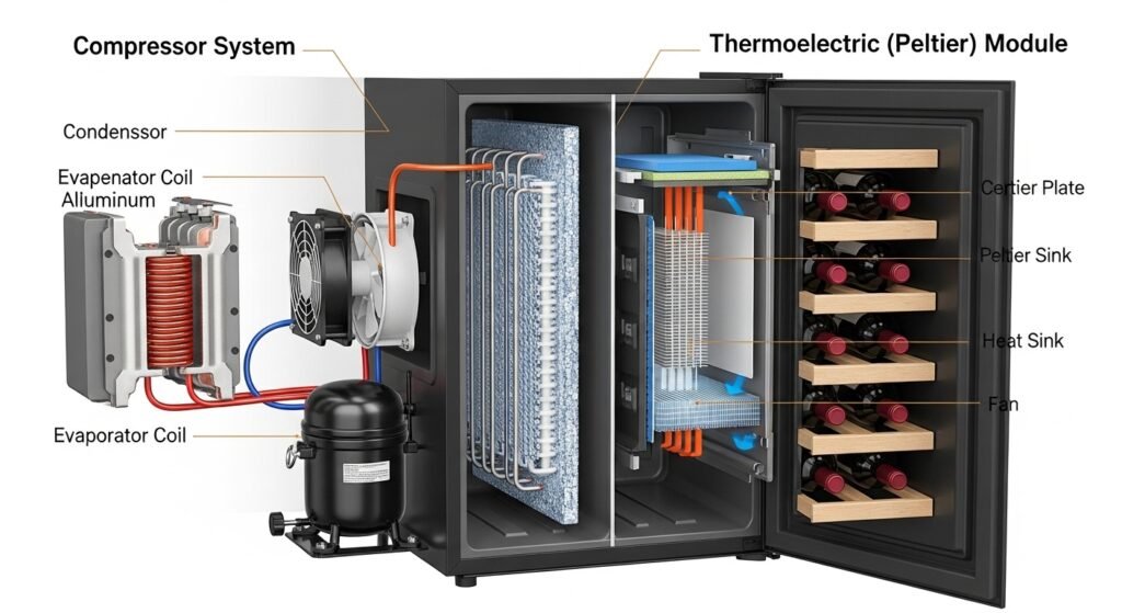 Adega com compressor ou termoelétrica